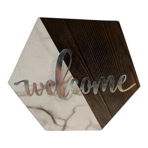 Welcome Sign Faux Wood/ Marble Home Decor Door Wall